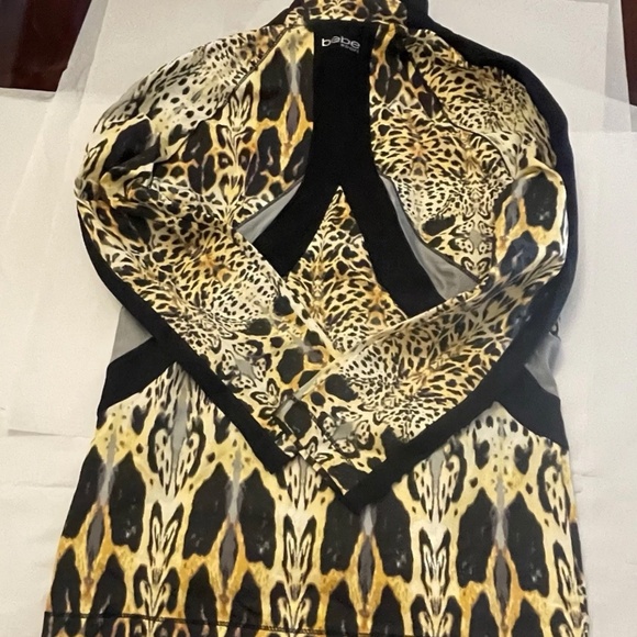 NWT! Bebe Bebe Sport Cheetah Print Funnel Jacket Zip-Up SMALL Made In USA - Picture 9 of 15